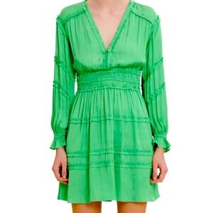 Maje Green Rianna Smock Waist Mini Dress – Size 34 (XS)